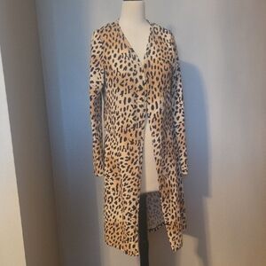 Leopard Print Open Front Cardigan